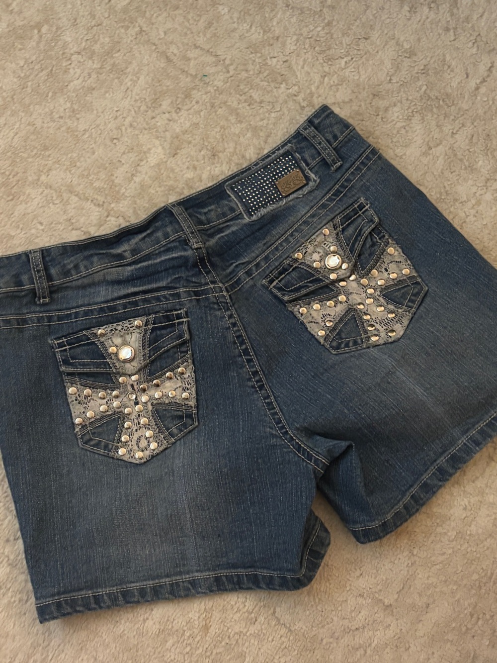 Ariat Women's Blue Denim Jean Shorts with Embellished Pocket